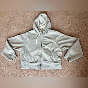 Cropped Zip-Up Hoodie w Thumb Holes
